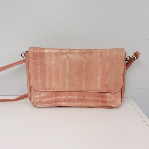 🌼MARKDOWN🌼 Vintage Pale Pink Eel Skin Shoulder Bag by SUNCO - Picture 2 of 10